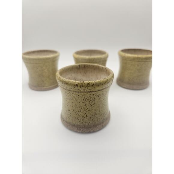 Studio Pottery Stoneware Speckled Glaze Pottery Mug Set Of 4 - 6.8 Oz Signed - Picture 1 of 5